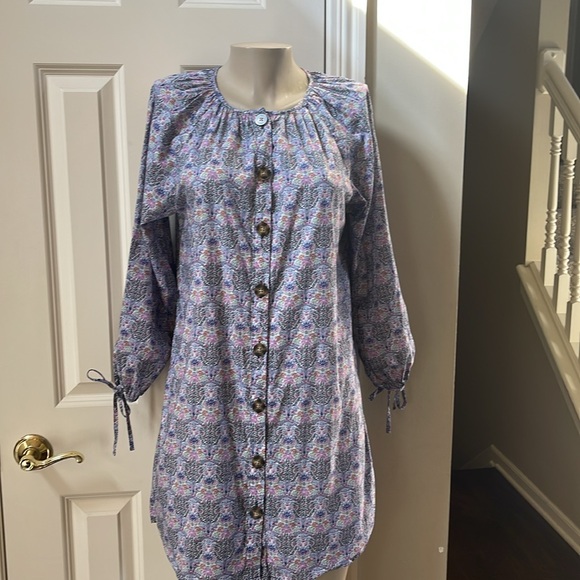 J.Crew Liberty Fabric Button Front Shirt Dress, small - Picture 2 of 7